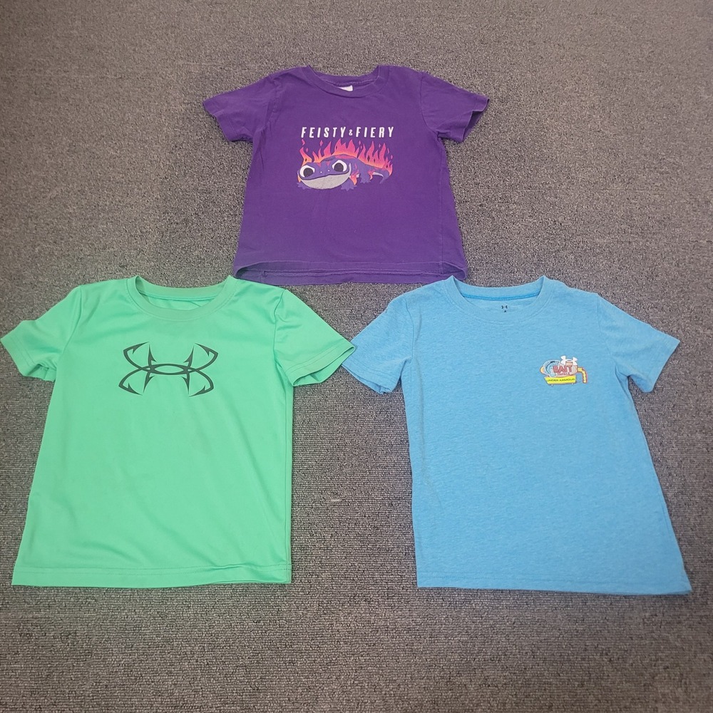 Under Armour Size 4 T-Shirt Lot of 3 Boys Fishing Salamander Graphic Tees